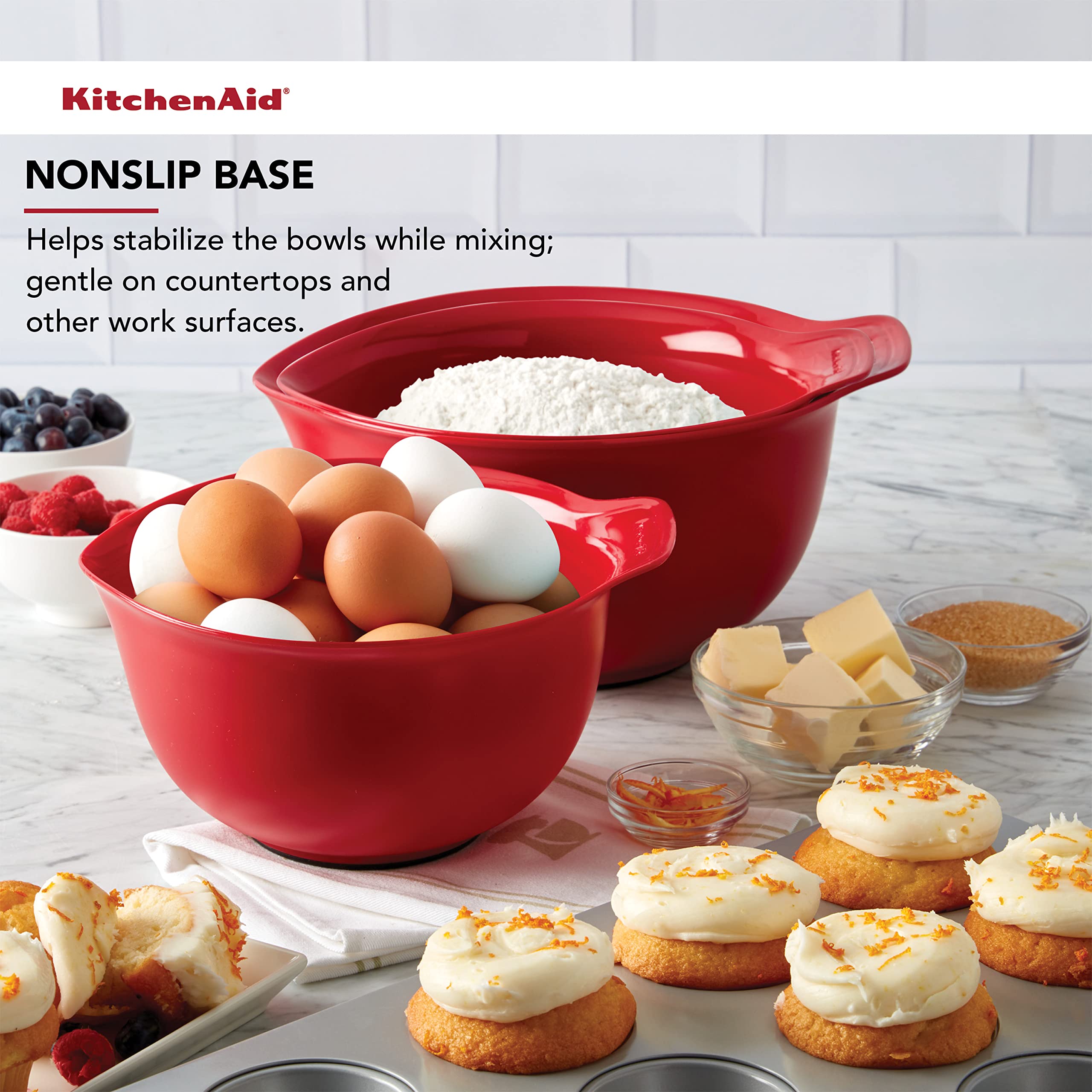 Foto 5 | Juego De 3 Tazones De Plástico Para Mezclar Kitchenaid  Universales  Anidados - Venta Internacional.