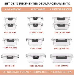 Foto 2 | Xtellar Premium Set De 15 Recipientes En Vidrio De Borosilicato Herméticos