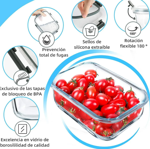 Foto 3 | Xtellar Premium Set De 15 Recipientes En Vidrio De Borosilicato Herméticos