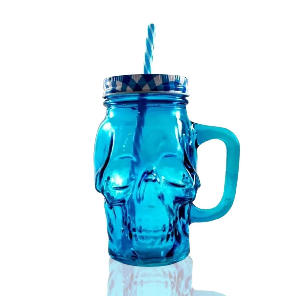 Foto 2 | Frasco de Vidrio Calavera color Azul 16oz./473ml. Drink Lab - 3 Piezas