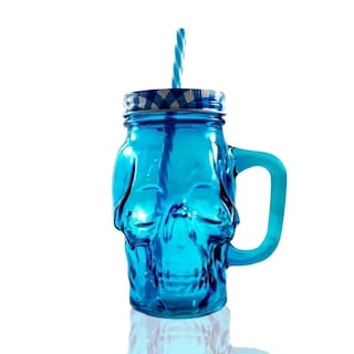 Foto 2 | Frasco de Vidrio Calavera color Azul 16oz./473ml. Drink Lab - 3 Piezas