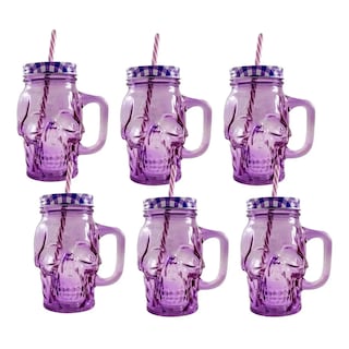 Foto 1 | Frasco de Vidrio Calavera color Morado 16oz./473ml. Drink Lab - 6 Piezas