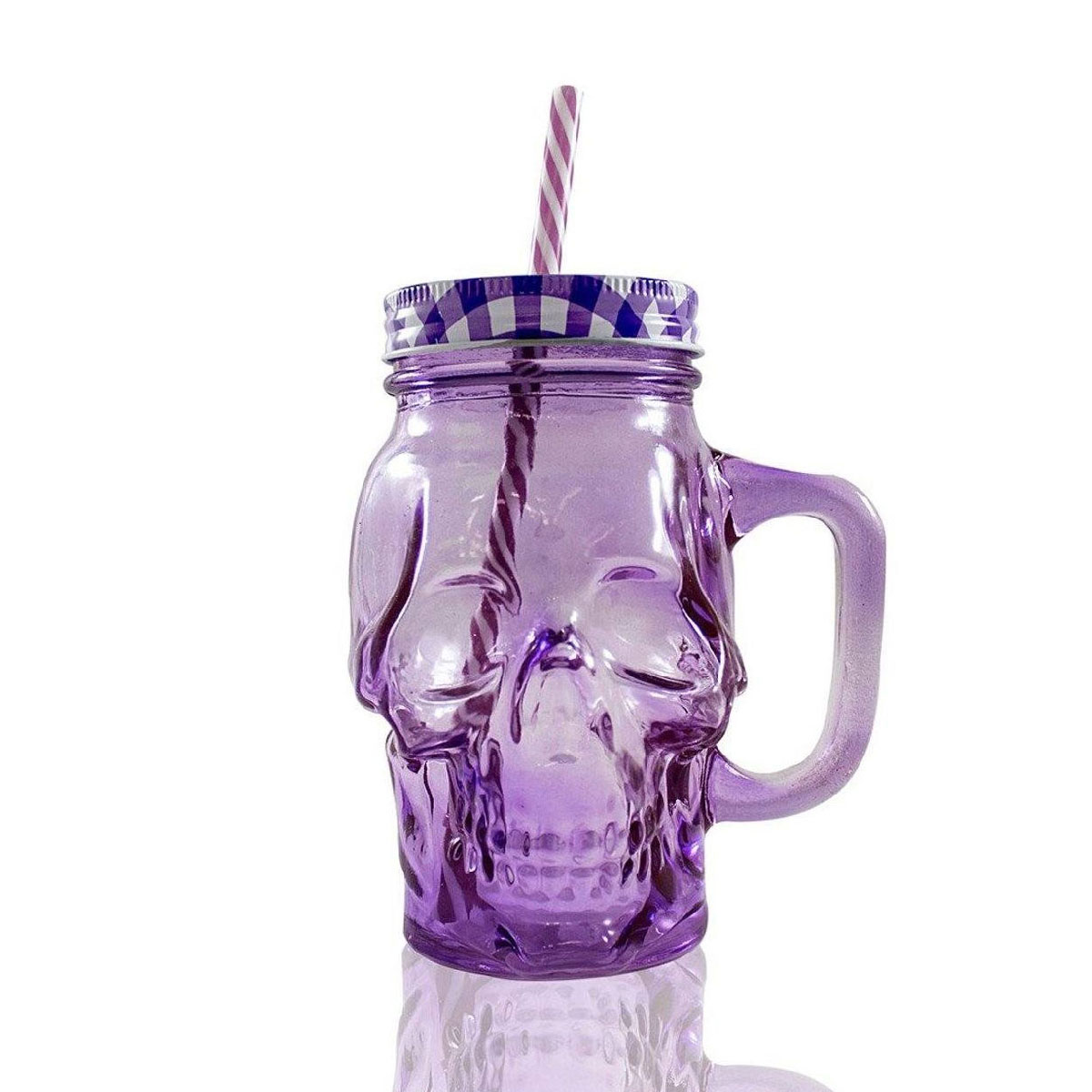 Foto 3 pulgar | Frasco de Vidrio Calavera color Morado 16oz./473ml. Drink Lab - 3 Piezas