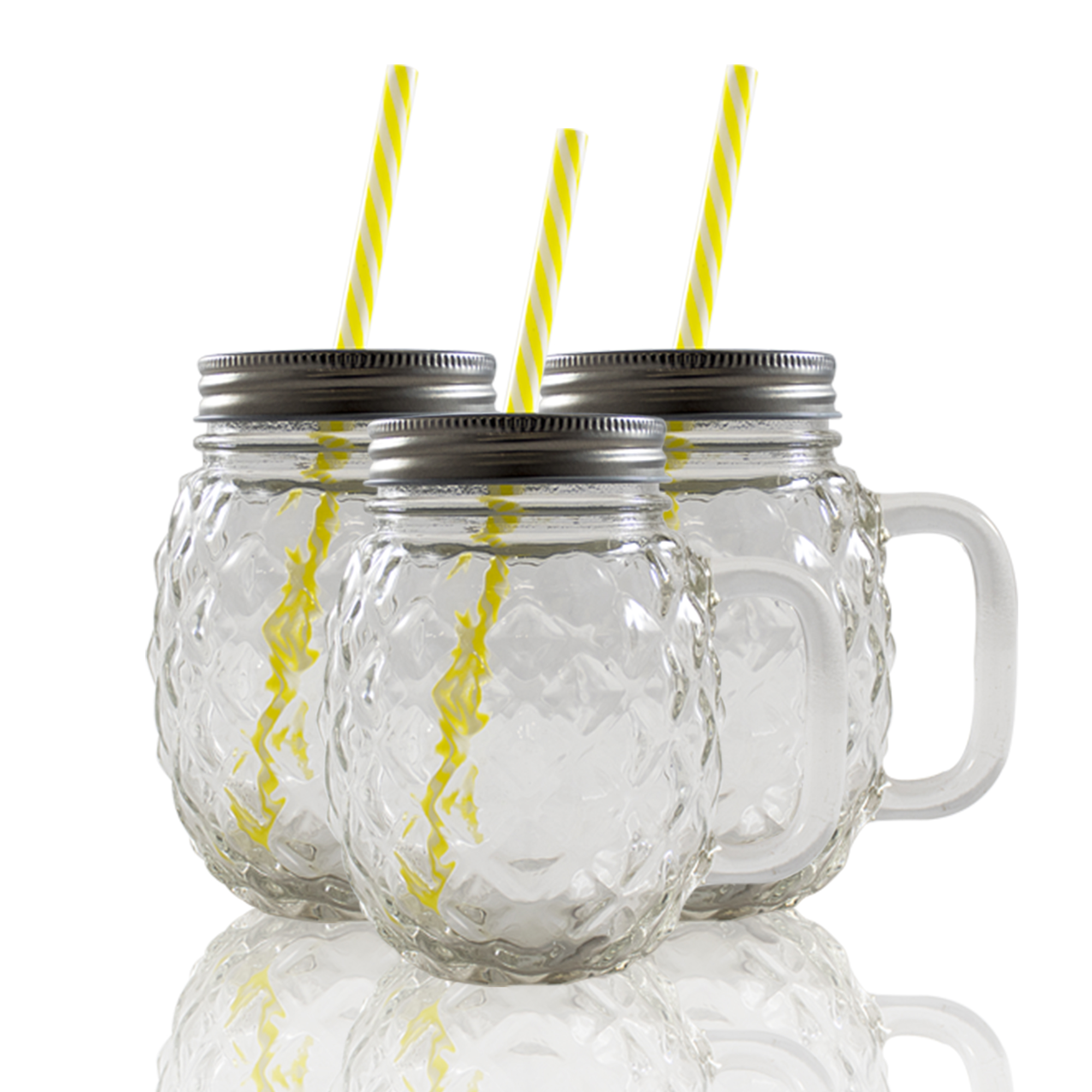 Foto 2 pulgar | Set de 3 pz Frasco de Vidrio Piña Drink Lab Transparente 16oz./ 473ml.