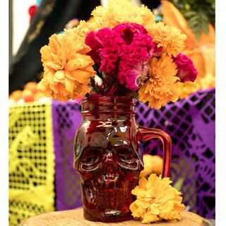Foto 3 | Frasco de Vidrio Calavera color Rojo 16oz./473ml. Drink Lab - 12 Piezas