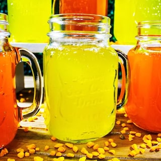 Foto 3 | Set 12 pz Frasco de Vidrio Grabado Drink Lab Transparente Tapa Plateada 16oz/ 473ml