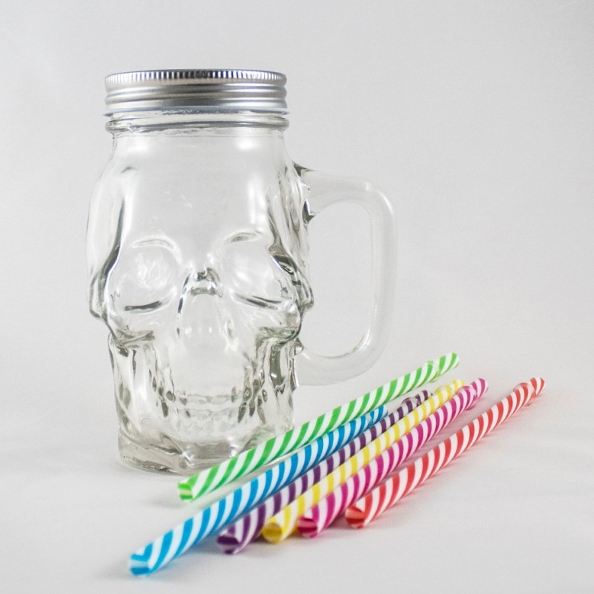 Foto 3 pulgar | Set 6 pz Frasco de Vidrio Calavera Drink Lab Transparente 16oz/ 473ml