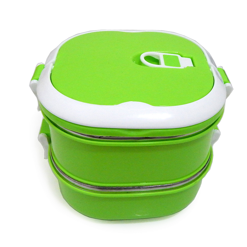 Recipiente Para Comida 2 Niveles Cuadrado Easy Go Verde