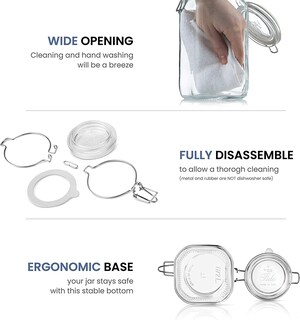 Foto 7 | Frascos De Vidrio Para Almacenamiento De Alimentos Bormioli Rocco Fido 1,5 L (paquete De 2) - Venta Internacional.