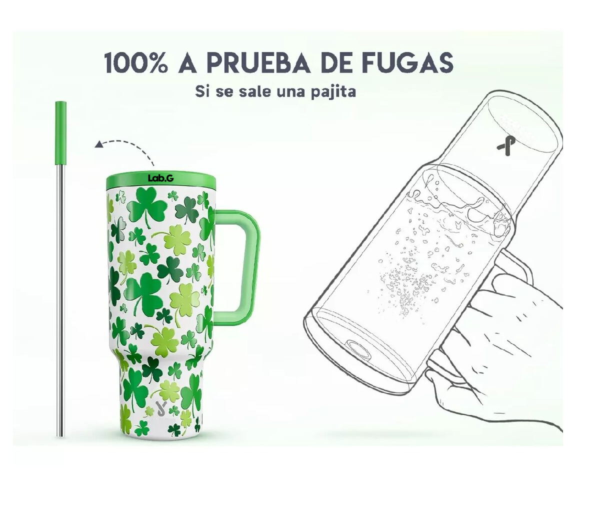 Foto 4 pulgar | Vaso Térmico Acero Inoxidable Calor/frío Dos Picos 40oz Verde
