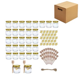 Foto 1 | Frasco De Vidrio Mini Miel Hexagonal 45 Ml Con Tapa (20 Pcs) Belug Transparente
