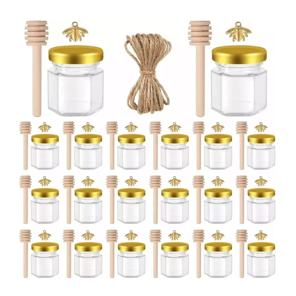 Foto 3 pulgar | Frasco De Vidrio Mini Miel Hexagonal 45 Ml Con Tapa (20 Pcs) Belug Transparente