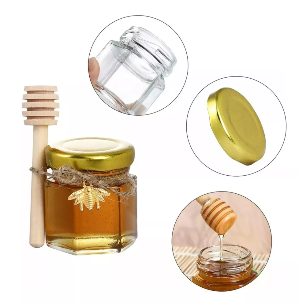 Foto 6 pulgar | Frasco De Vidrio Mini Miel Hexagonal 45 Ml Con Tapa (20 Pcs) Belug Transparente