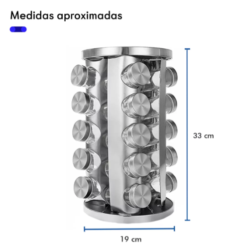 Foto 4 pulgar | Especiero Organizador Giratorio Xtellar Con 20 Frascos Color Plateado