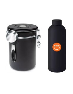 Foto 1 | Bote Para Café Hermética De Acero Inoxidable Negro + Termo Güish Gratis