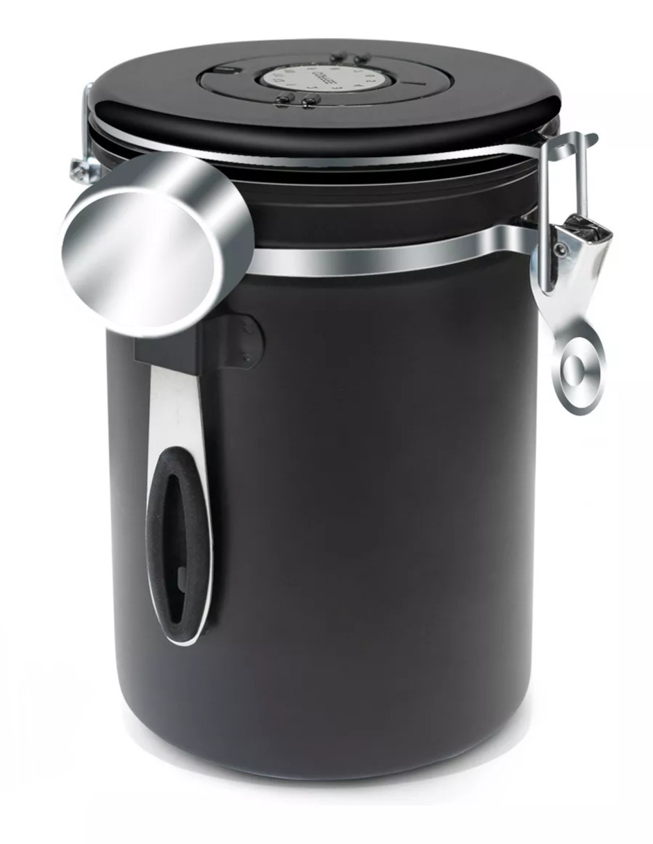 Foto 3 pulgar | Bote Para Café Hermética De Acero Inoxidable Negro + Termo Güish Gratis