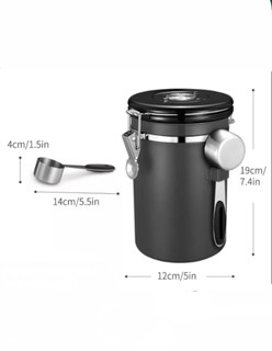 Foto 3 | Bote Para Café Hermética De Acero Inoxidable Negro + Termo Güish Gratis