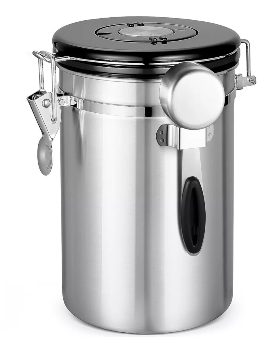 Foto 2 | Bote Para Café Hermética De Acero Inoxidable Plateado + Termo Güish Gratis