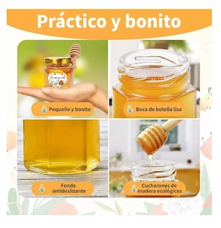 Foto 4 | Frasco De Vidrio Mini Miel Hexagonal Lab.g 45 Ml Con Tapa (20 Pcs) Transparente