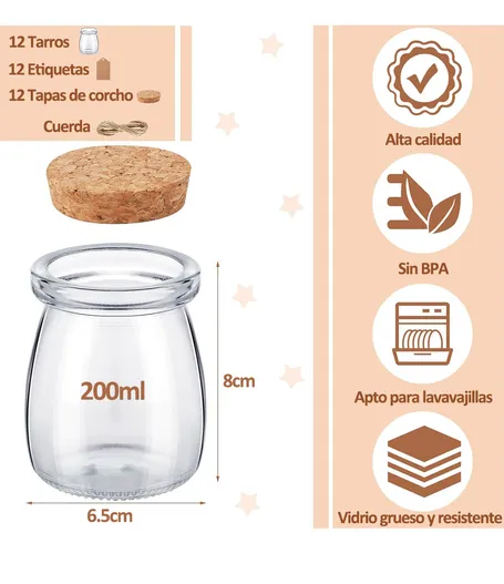 Foto 2 | 12 Xtellar Tarros De Velas Vacios Frascos De Vidrio Con Tapa 200 Ml