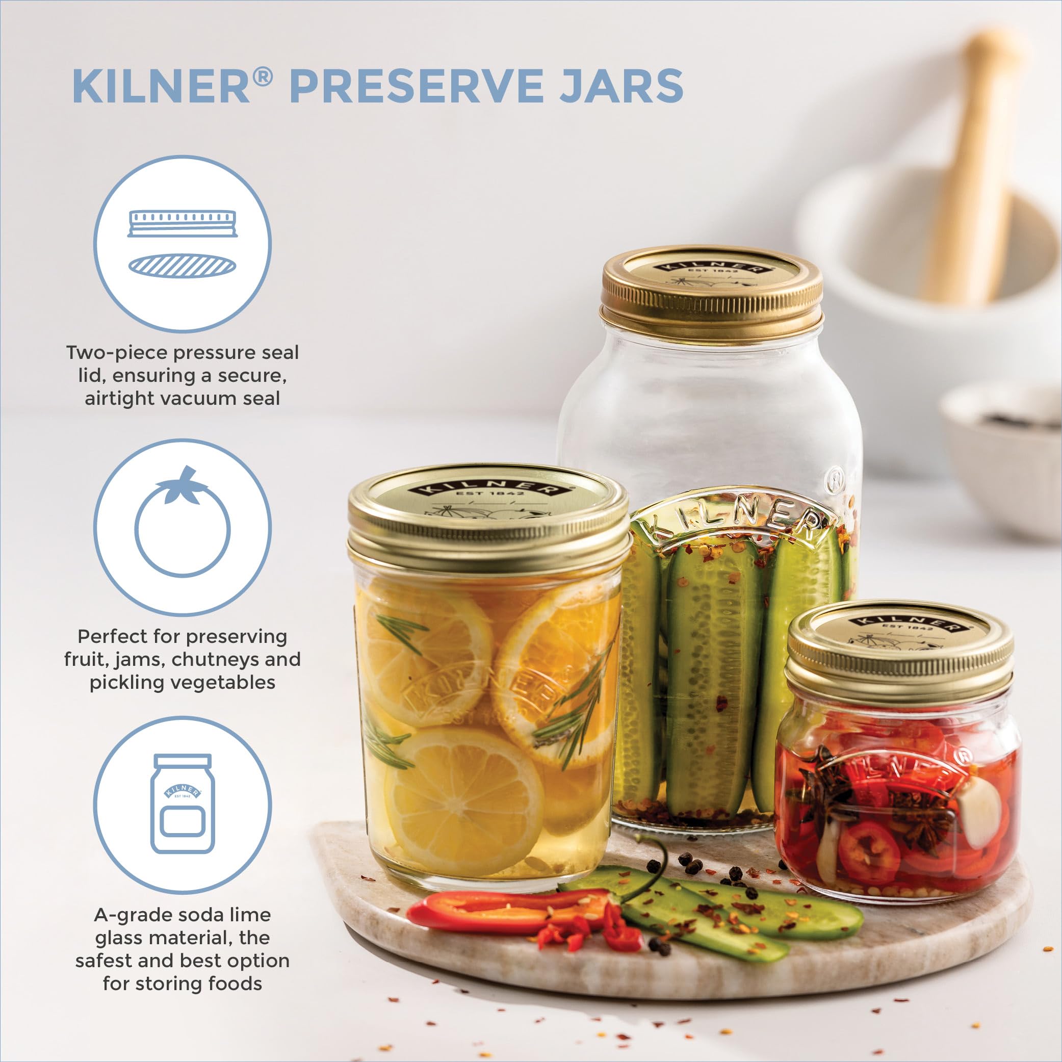 Foto 6 | Tornilleras De Repuesto Kilner Preserve, Tarros De 7,2 Cm (paquete De 6) - Venta Internacional.