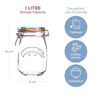 Foto 2 | Tarro De Cristal Kilner, Redondo, Con Tapa Abatible, 1 L - Venta Internacional.