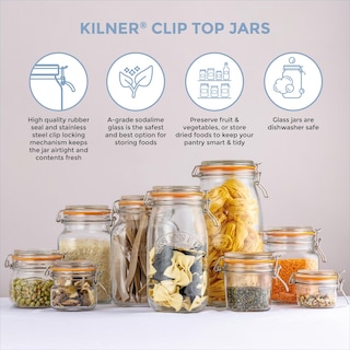 Foto 3 | Tarro De Cristal Kilner, Redondo, Con Tapa Abatible, 1 L - Venta Internacional.