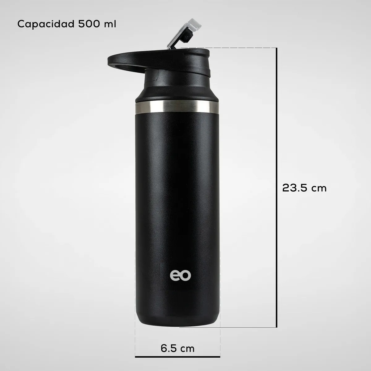 Foto 5 pulgar | Termo Botella De Acero Inoxidable 500 Ml Eo Safe Imports Esi-19428 Negro