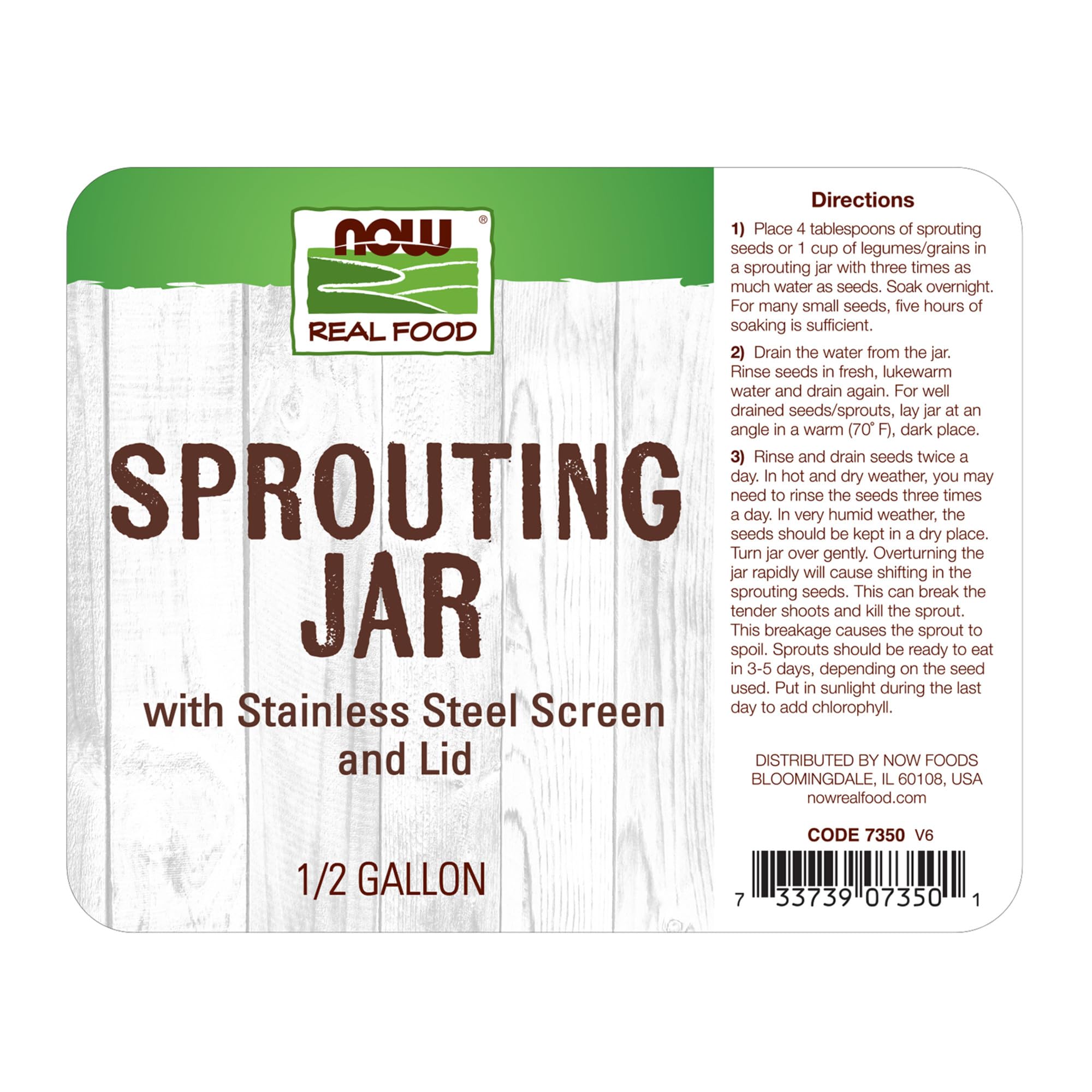 Foto 3 pulgar | Jarra Sprouting Jar Now Foods Con Rejilla De Acero Inoxidable, 1 Litro - Venta Internacional.