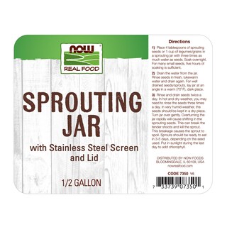Foto 2 | Jarra Sprouting Jar Now Foods Con Rejilla De Acero Inoxidable, 1 Litro - Venta Internacional.
