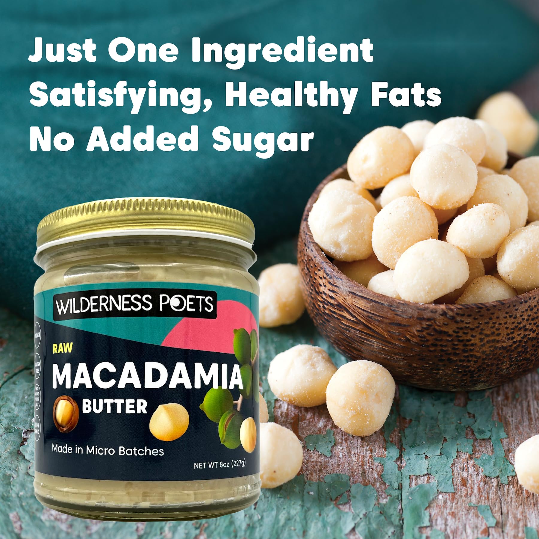 Foto 6 | Manteca De Nueces De Macadamia Wilderness Poets  Vegana  Tarro De Vidrio De 240 Ml - Venta Internacional.