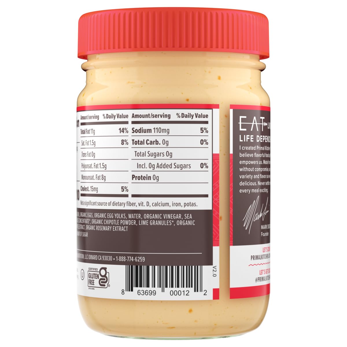 Foto 4 pulgar | Aceite De Mayonesa Primal Kitchen Con Chipotle  Lima Y Aguacate  350 Ml - Venta Internacional.