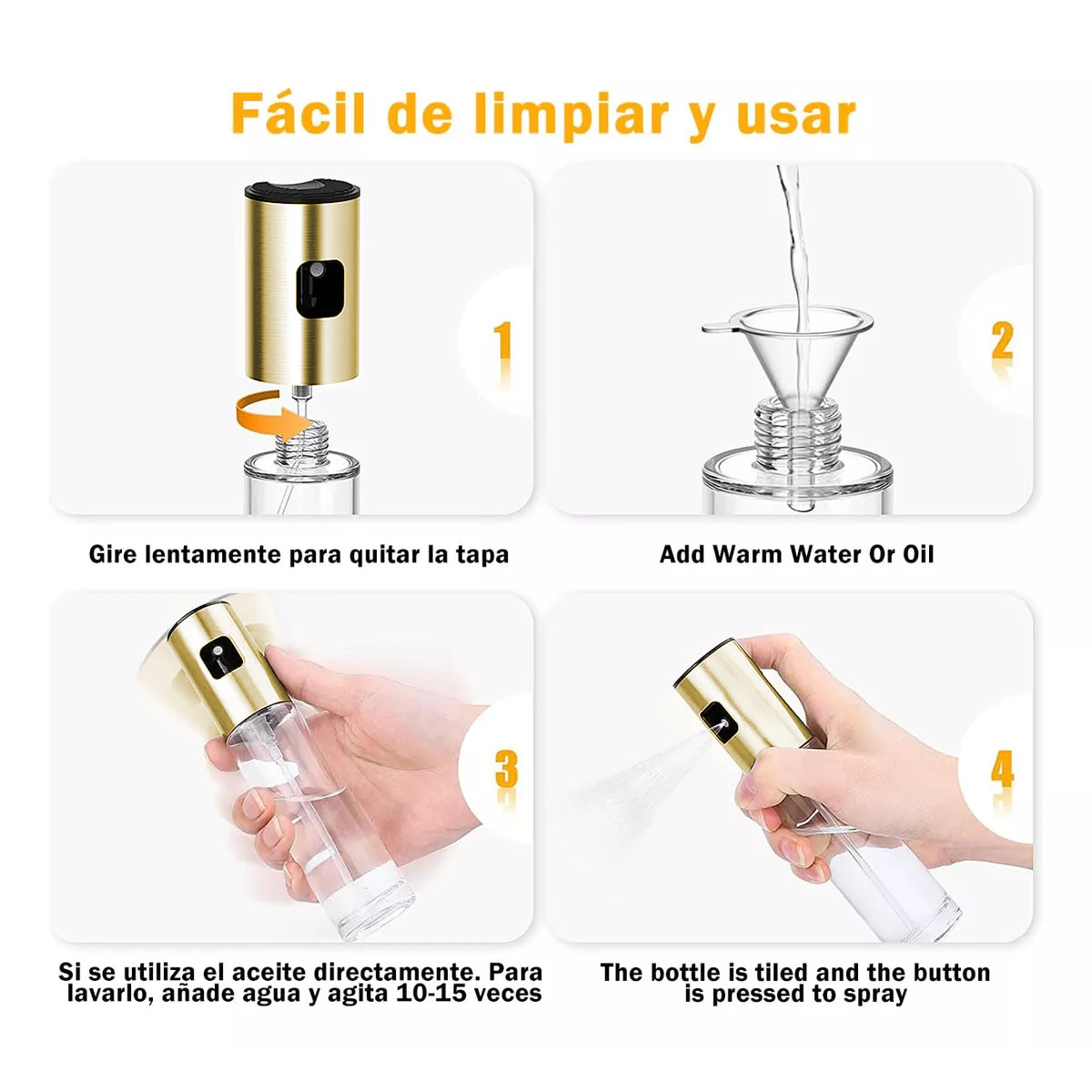Foto 7 pulgar | Dispensador De Aceite Color Dorado Para Uso Doméstico Y Profesional