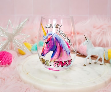 Foto 3 | Vaso Sin Tallo Silver Buffalo All My Friends Are Fake 590 Ml - Venta Internacional.