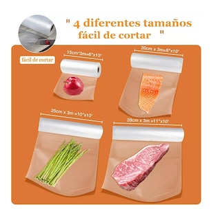 Foto 2 | Kit 6 Rollos Bolsas Alimentos Sellado Al Vacío 4 Tipos, Transparente