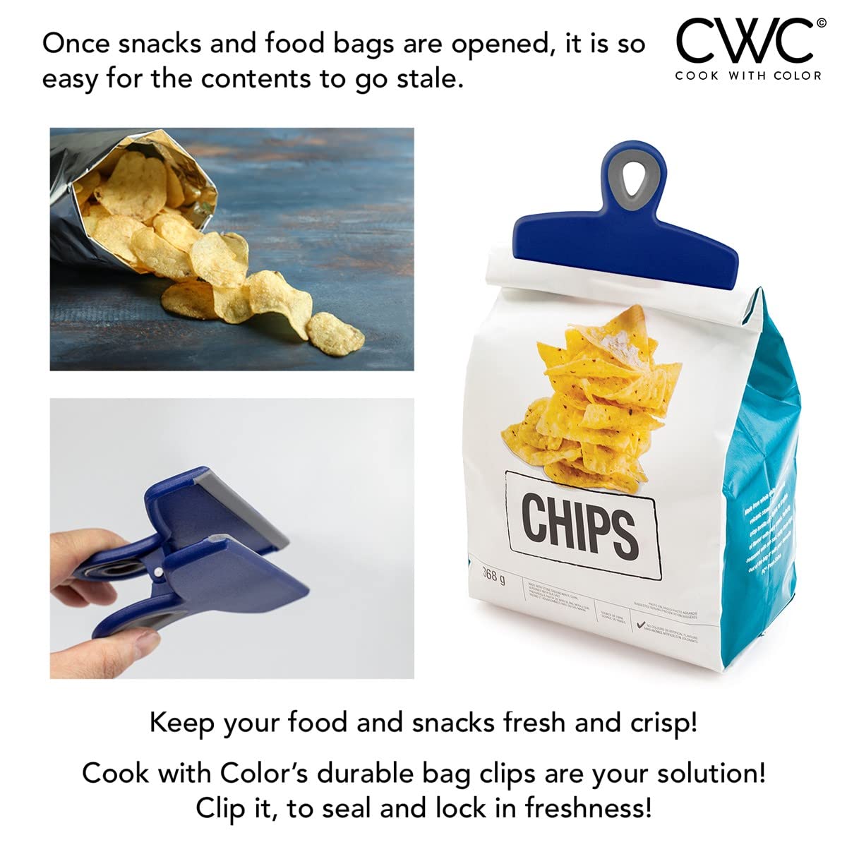 Foto 4 | Juego De 4 Clips Para Bolsas Cook Con Colores, Grandes Y Resistentes - Venta Internacional.