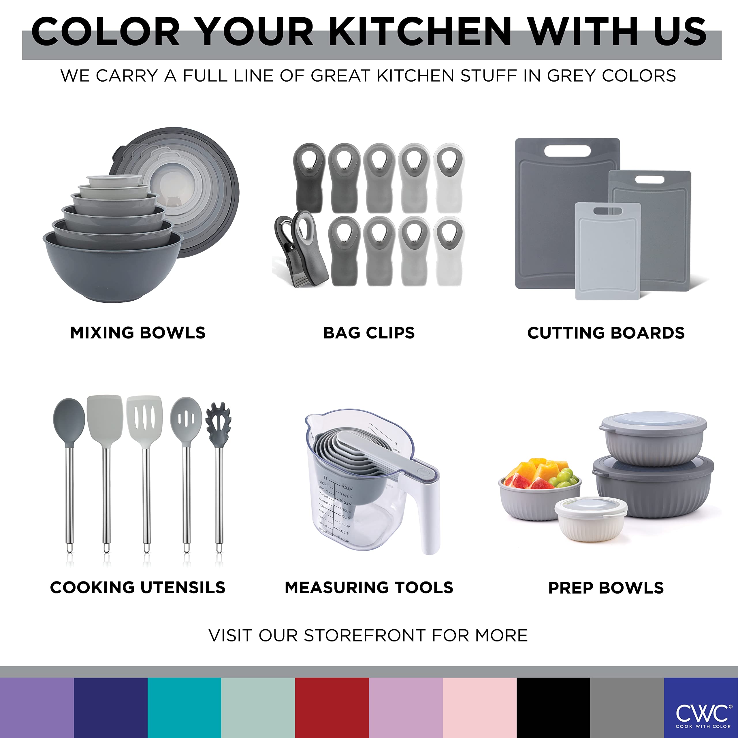Foto 7 pulgar | Pinzas Para Bolsas Cook With Color, 10 Unidades Con Imán Para Almacenamiento De Alimentos, Color Gris - Venta Inter