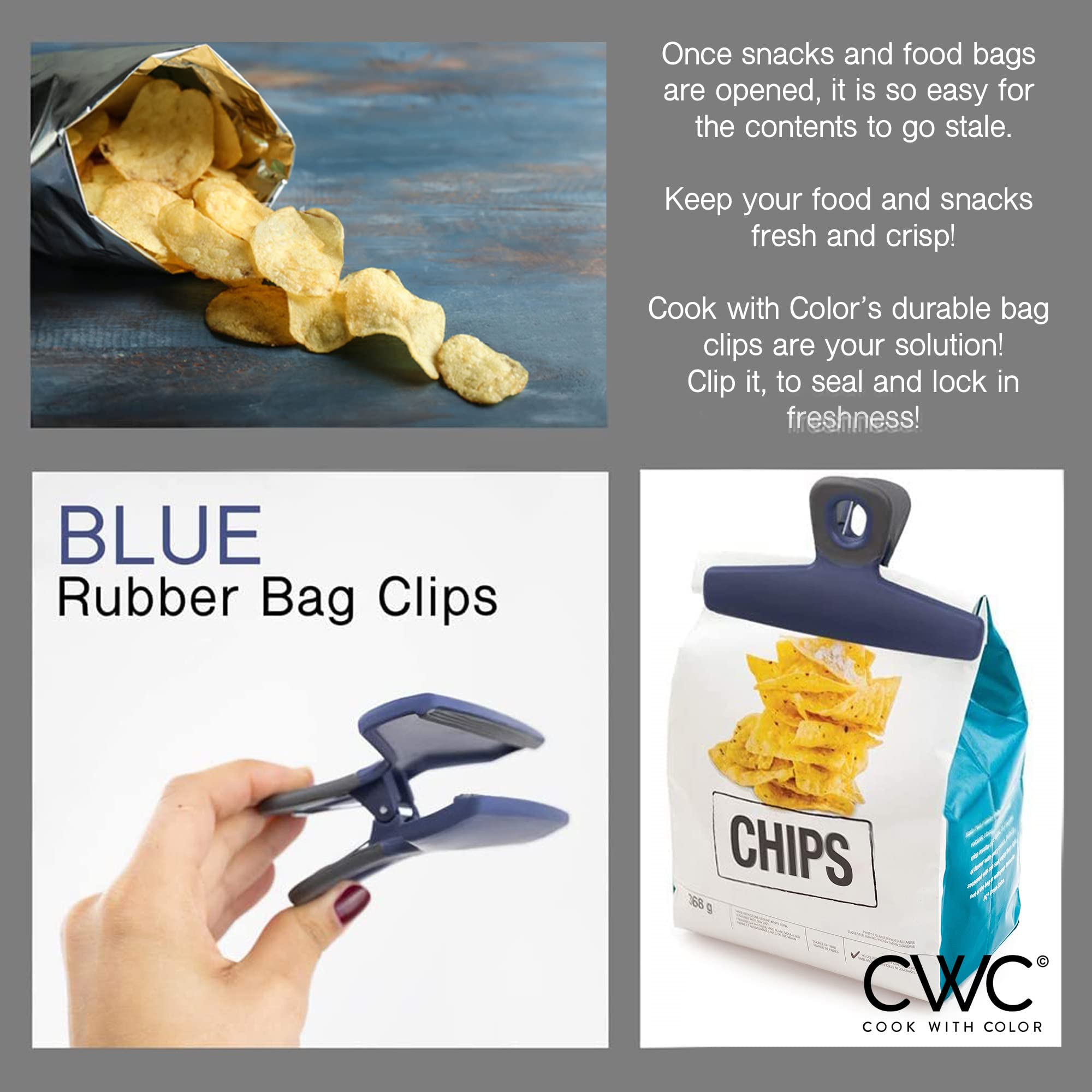 Foto 3 | Juego De 16 Bolsas Para Patatas Fritas Food Clips Cook With Color (azul) - Venta Internacional.