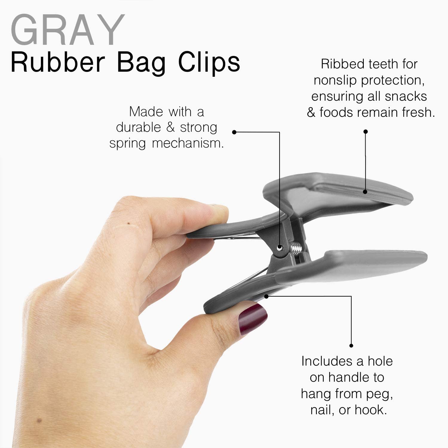 Foto 3 pulgar | Juego De 4 Clips Para Bolsas De Patatas Fritas Cook With Color, Color Gris, 12 Cm De Ancho - Venta Internacional.