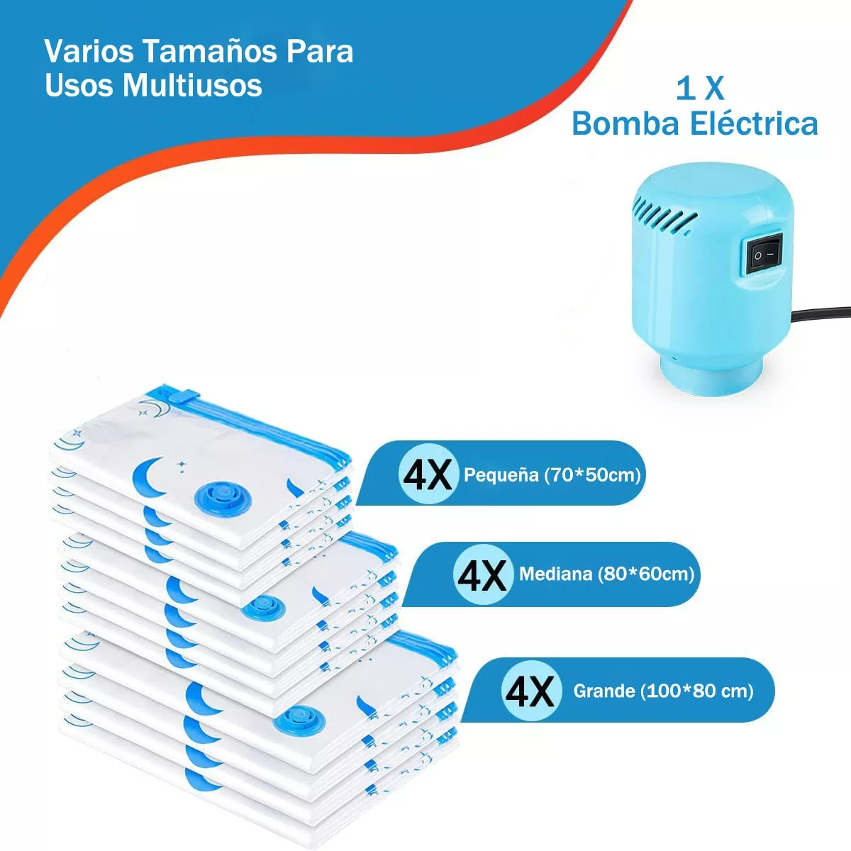 Foto 3 pulgar | Bolsas De Vacío Para Ropa Con Bomba Eléctrica, 12 Pzs Eo Safe Imports Esi-15318 Multicolor