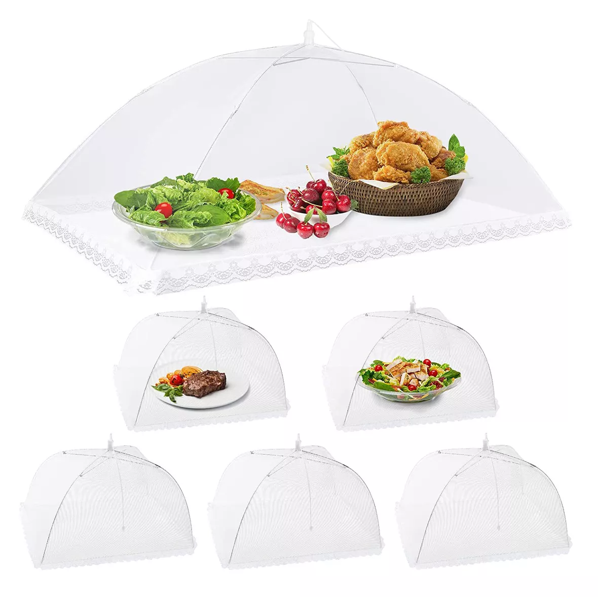 Foto 6 pulgar | Malla Cubre Alimento Plegable Food Protection Cover 6 Pcs Blanco