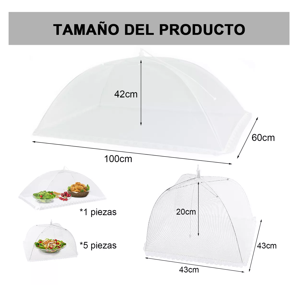 Foto 3 pulgar | Malla Cubre Alimento Plegable Food Protection Cover 6 Pcs Blanco