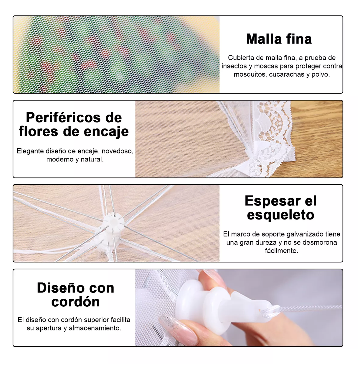Foto 4 pulgar | Malla Cubre Alimento Plegable Food Protection Cover 6 Pcs Blanco