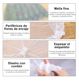 Foto 3 | Malla Cubre Alimento Plegable Food Protection Cover 6 Pcs Blanco