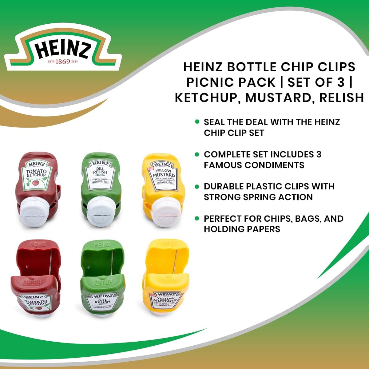 Foto 8 pulgar | Paquete De 3 Botellas De Plástico Chip Clips Heinz Para Pícnic - Venta Internacional.
