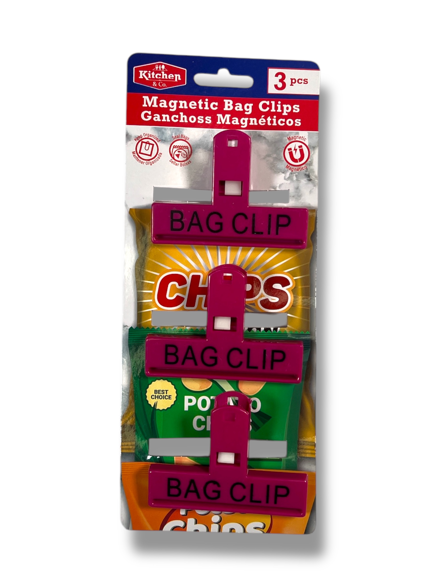 Foto 4 pulgar | Set De 3 Pinzas Clips Sellado De Bolsas Cocina 2 Colores