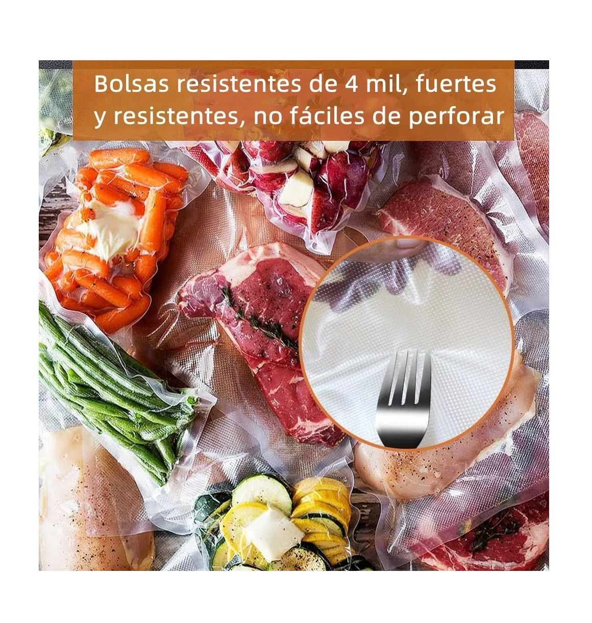Foto 5 pulgar | Kit 6 Rollos Bolsas Alimentos Sellado Al Vacío 4 Tipos, Transparente