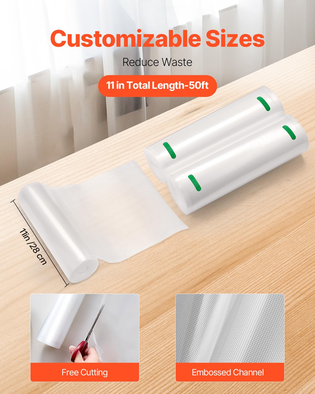 Foto 6 pulgar | Bolsas Selladoras Al Vacío Vevor, 2 Rollos De 28 Cm X 15 M, Sin Bpa, Aptas Para Alimentos - Venta Internacional.