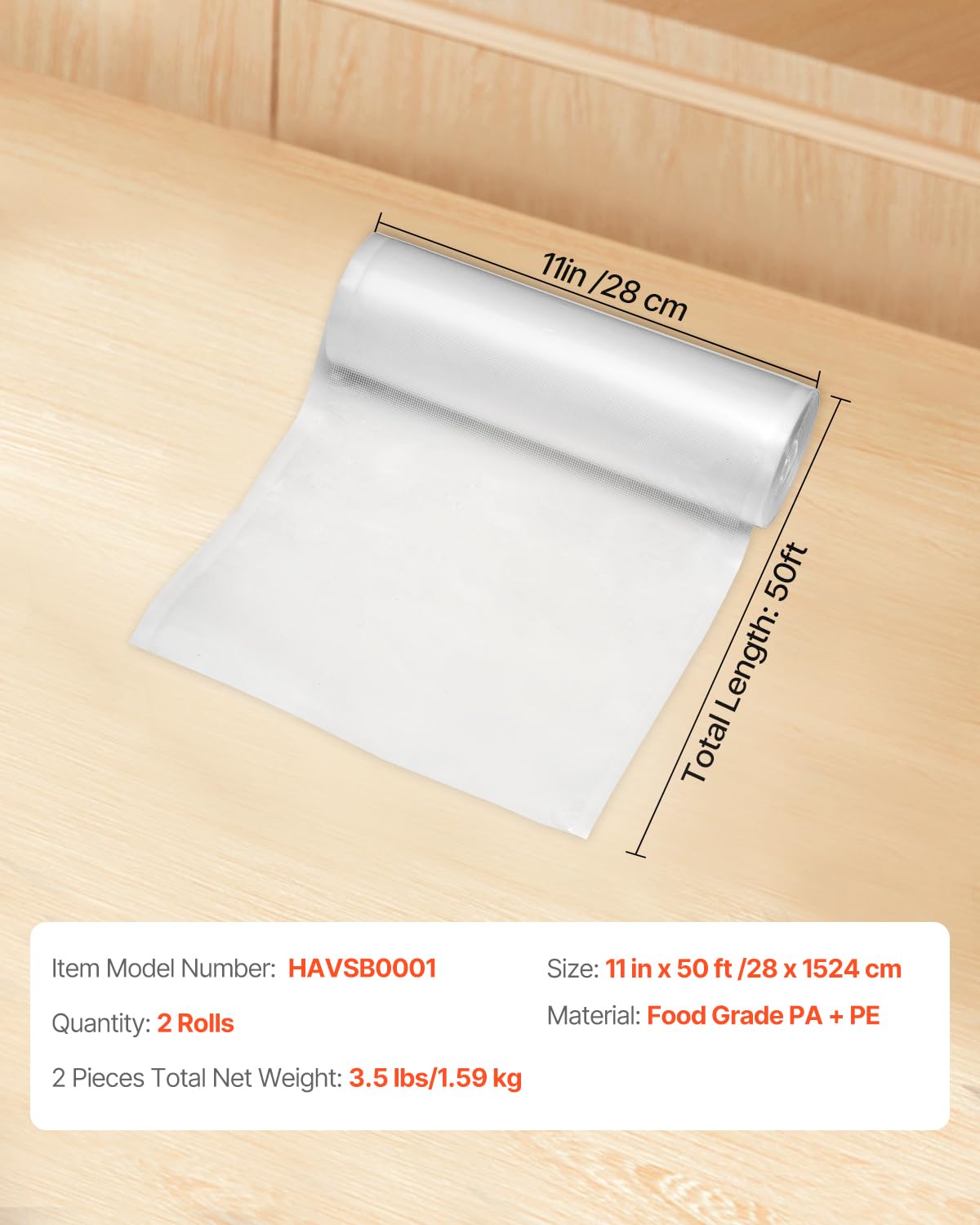 Foto 8 pulgar | Bolsas Selladoras Al Vacío Vevor, 2 Rollos De 28 Cm X 15 M, Sin Bpa, Aptas Para Alimentos - Venta Internacional.