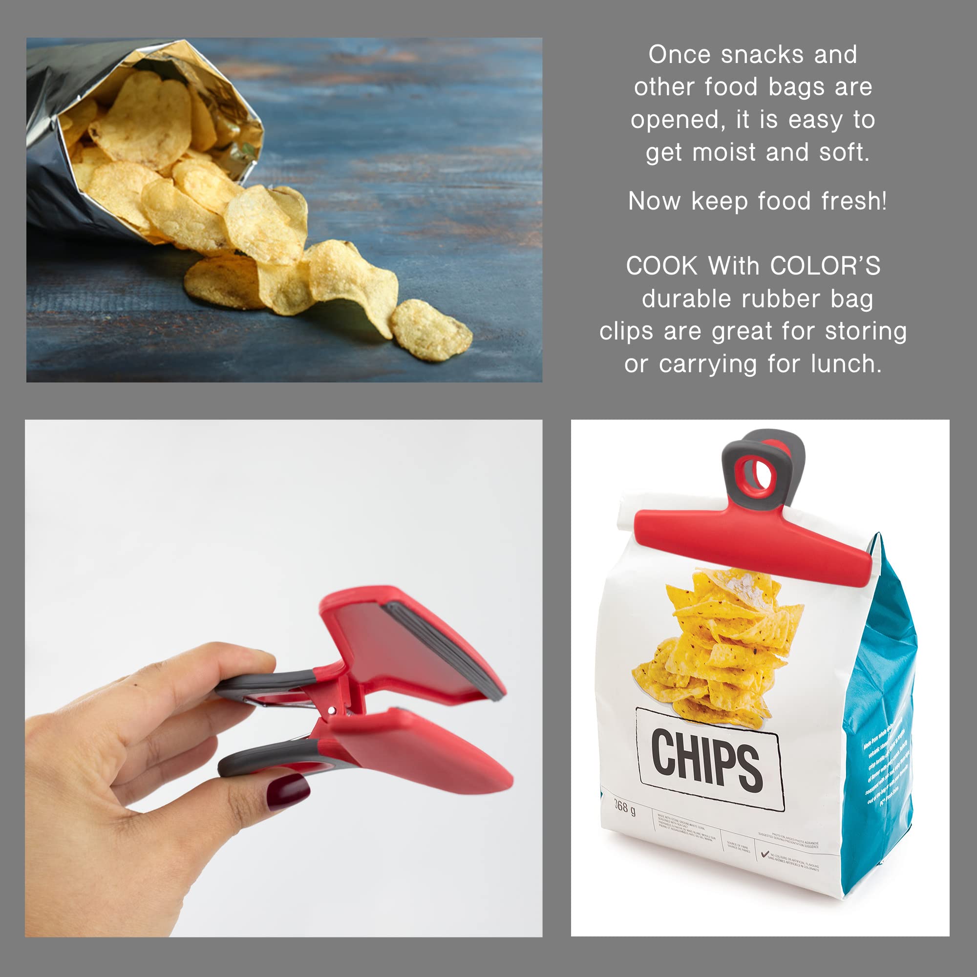 Foto 3 pulgar | Juego De 16 Bolsas Para Patatas Fritas Food Clips Cook With Color (rojas) - Venta Internacional.